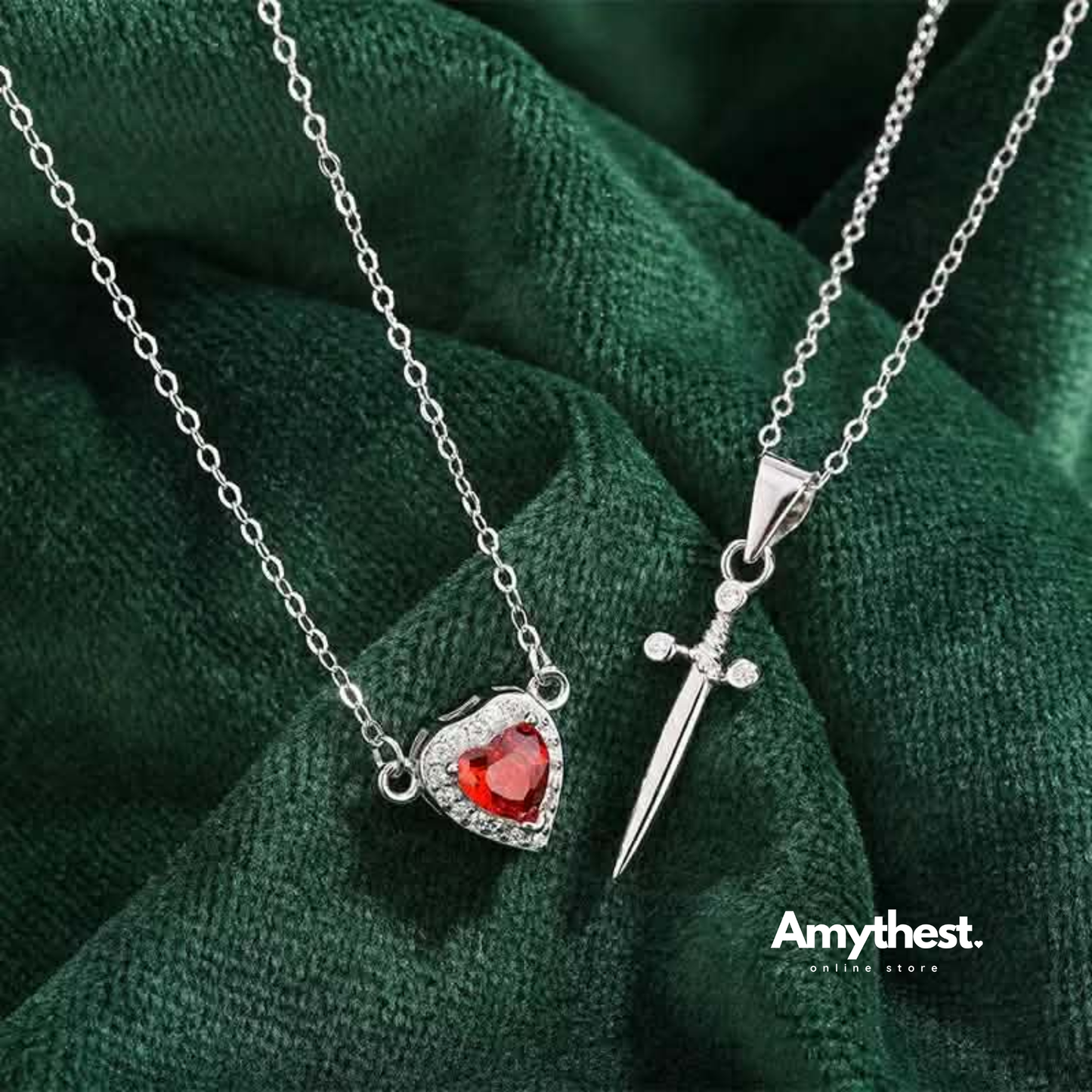 Heart & Sword Necklace – S925 Silver