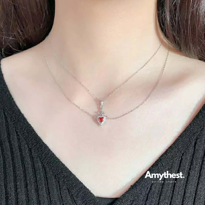 Heart & Sword Necklace – S925 Silver