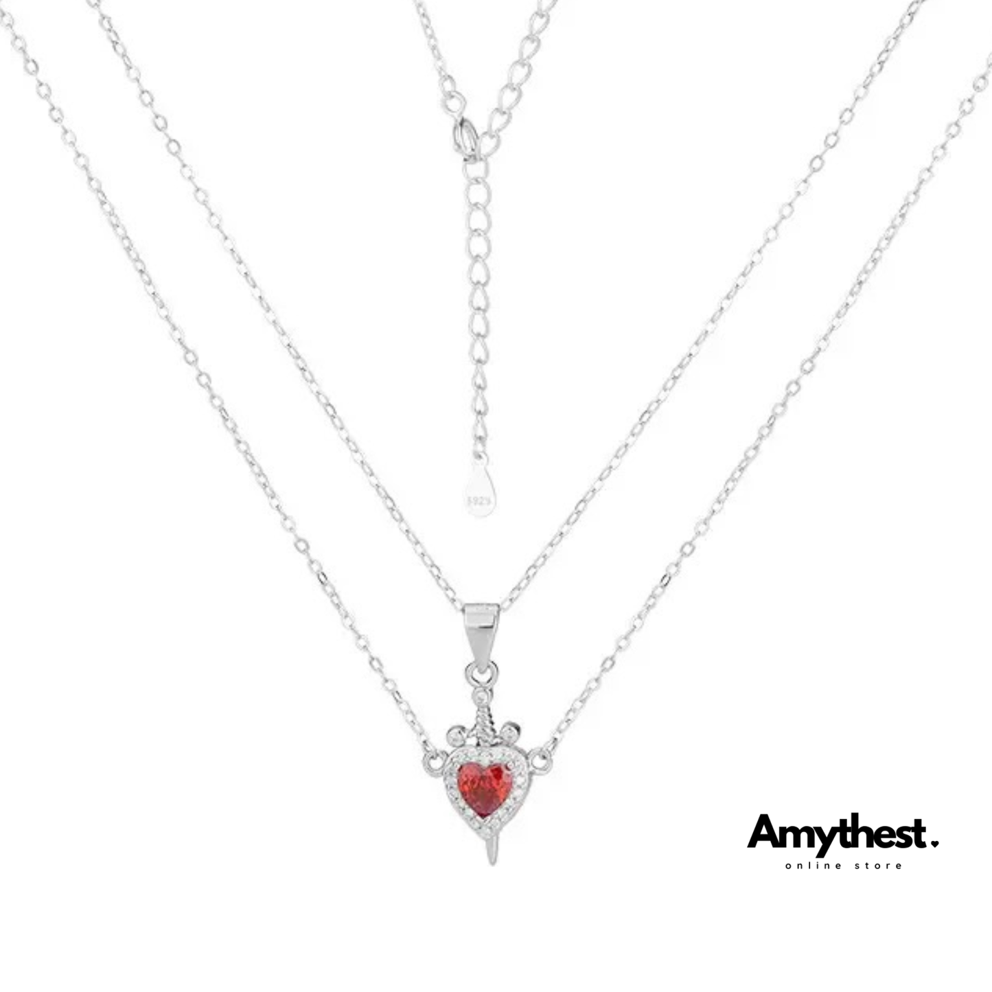 Heart & Sword Necklace – S925 Silver